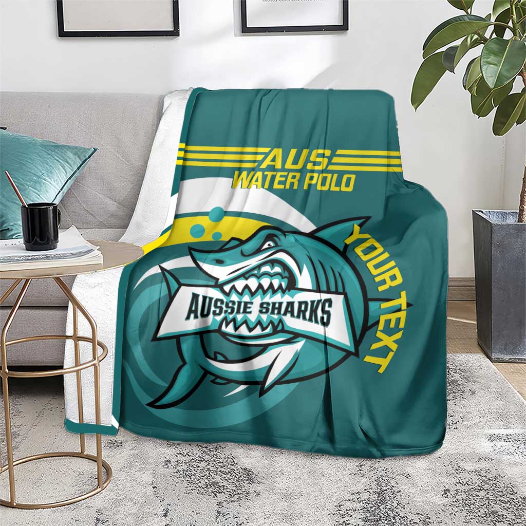 Custom Australia Water Polo 2024 Blanket Aussie Shark Sporty Version