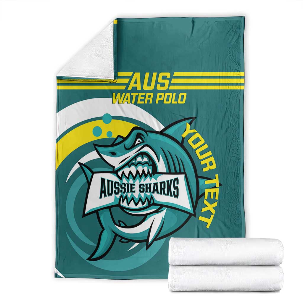 Custom Australia Water Polo 2024 Blanket Aussie Shark Sporty Version