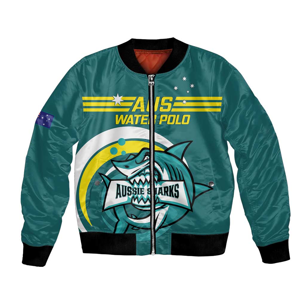 Custom Australia Water Polo 2024 Bomber Jacket Aussie Shark Sporty Version