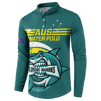 Custom Australia Water Polo 2024 Button Sweatshirt Aussie Shark Sporty Version