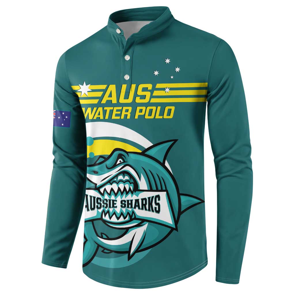 Custom Australia Water Polo 2024 Button Sweatshirt Aussie Shark Sporty Version