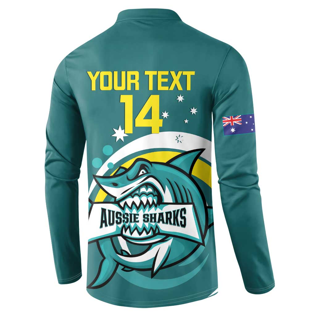 Custom Australia Water Polo 2024 Button Sweatshirt Aussie Shark Sporty Version
