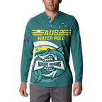 Custom Australia Water Polo 2024 Button Sweatshirt Aussie Shark Sporty Version