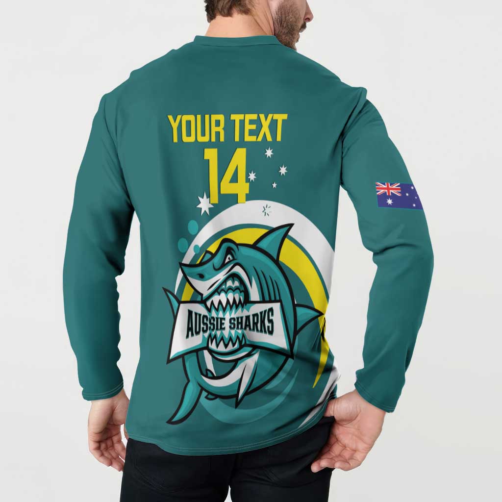 Custom Australia Water Polo 2024 Button Sweatshirt Aussie Shark Sporty Version