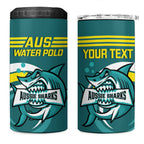 Personalised Australia Water Polo 2024 4 in 1 Can Cooler Tumbler Aussie Shark Sporty Version