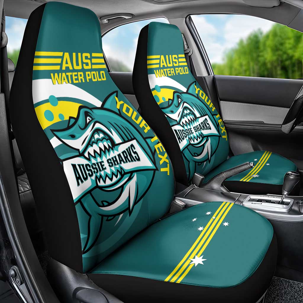 Custom Australia Water Polo 2024 Car Seat Cover Aussie Shark Sporty Version