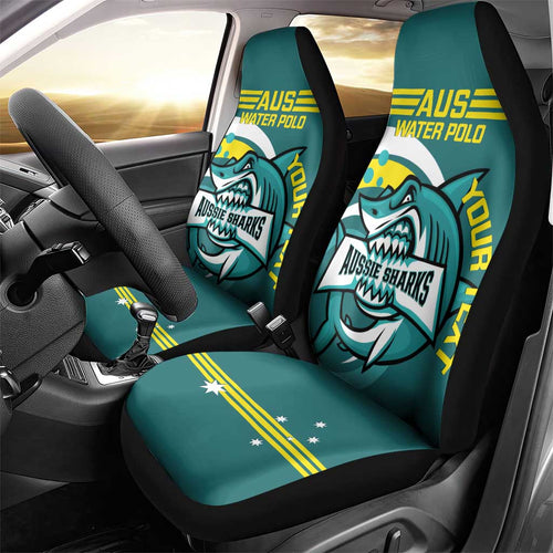 Custom Australia Water Polo 2024 Car Seat Cover Aussie Shark Sporty Version