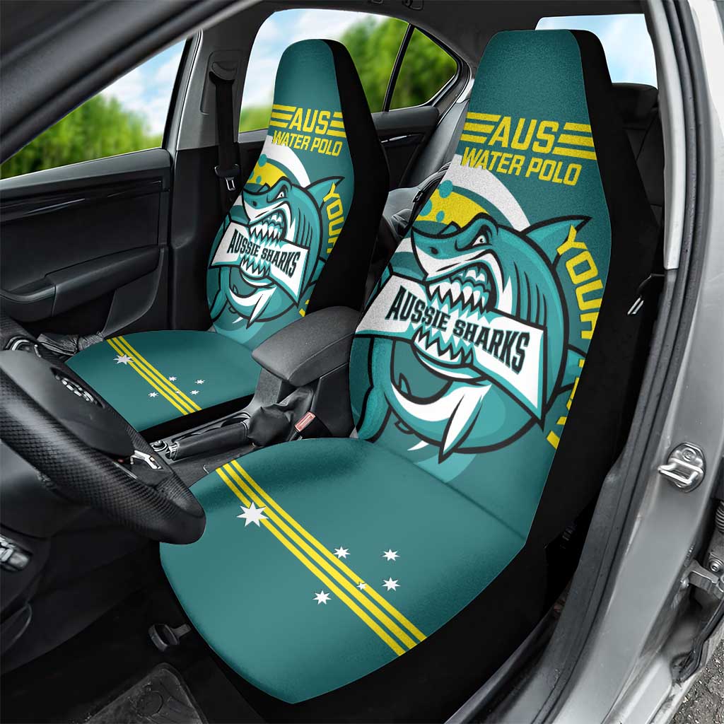 Custom Australia Water Polo 2024 Car Seat Cover Aussie Shark Sporty Version
