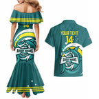 Custom Australia Water Polo 2024 Couples Matching Mermaid Dress and Hawaiian Shirt Aussie Shark Sporty Version