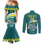 Custom Australia Water Polo 2024 Couples Matching Mermaid Dress and Long Sleeve Button Shirt Aussie Shark Sporty Version