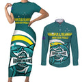 Custom Australia Water Polo 2024 Couples Matching Short Sleeve Bodycon Dress and Long Sleeve Button Shirt Aussie Shark Sporty Version