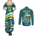 Custom Australia Water Polo 2024 Couples Matching Summer Maxi Dress and Long Sleeve Button Shirt Aussie Shark Sporty Version