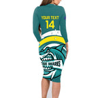Custom Australia Water Polo 2024 Family Matching Long Sleeve Bodycon Dress and Hawaiian Shirt Aussie Shark Sporty Version