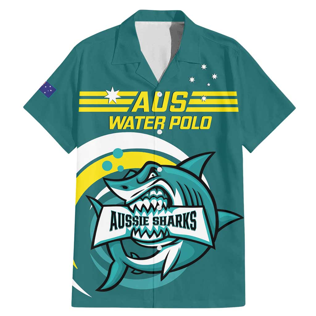 Custom Australia Water Polo 2024 Family Matching Mermaid Dress and Hawaiian Shirt Aussie Shark Sporty Version