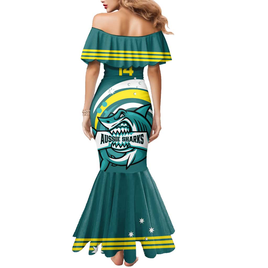 Custom Australia Water Polo 2024 Family Matching Mermaid Dress and Hawaiian Shirt Aussie Shark Sporty Version