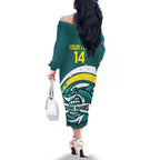Custom Australia Water Polo 2024 Family Matching Off The Shoulder Long Sleeve Dress and Hawaiian Shirt Aussie Shark Sporty Version