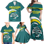 Custom Australia Water Polo 2024 Family Matching Off Shoulder Maxi Dress and Hawaiian Shirt Aussie Shark Sporty Version