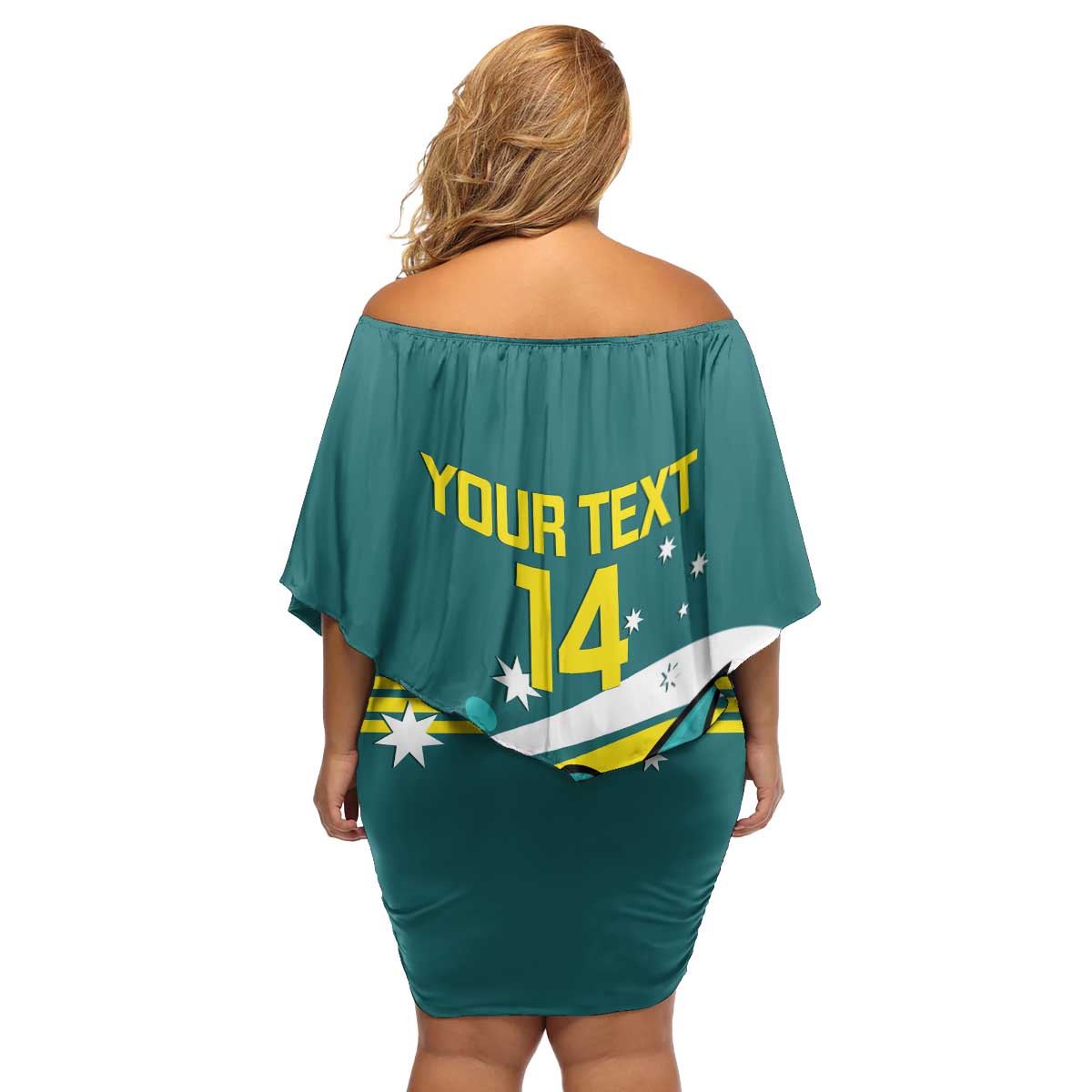 Custom Australia Water Polo 2024 Family Matching Off Shoulder Short Dress and Hawaiian Shirt Aussie Shark Sporty Version
