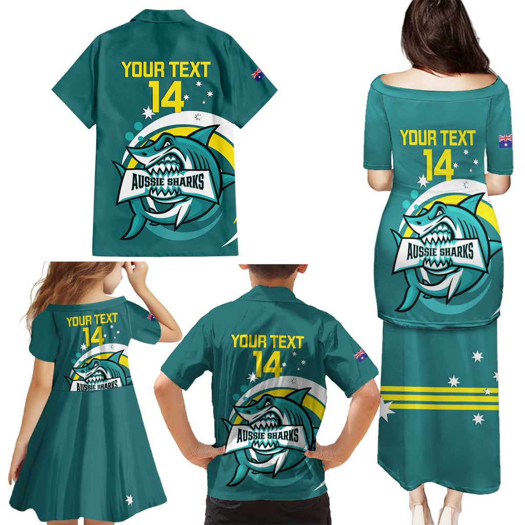 Custom Australia Water Polo 2024 Family Matching Puletasi and Hawaiian Shirt Aussie Shark Sporty Version