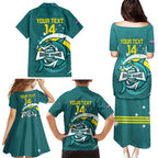 Custom Australia Water Polo 2024 Family Matching Puletasi and Hawaiian Shirt Aussie Shark Sporty Version