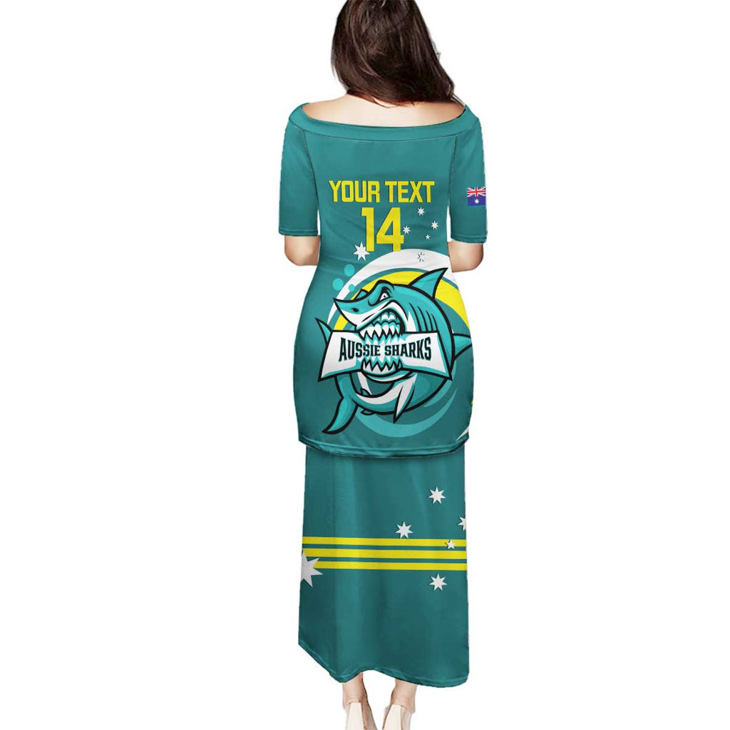Custom Australia Water Polo 2024 Family Matching Puletasi and Hawaiian Shirt Aussie Shark Sporty Version