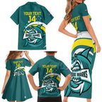 Custom Australia Water Polo 2024 Family Matching Short Sleeve Bodycon Dress and Hawaiian Shirt Aussie Shark Sporty Version