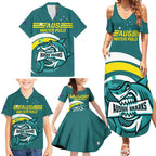 Custom Australia Water Polo 2024 Family Matching Summer Maxi Dress and Hawaiian Shirt Aussie Shark Sporty Version