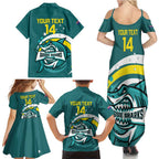 Custom Australia Water Polo 2024 Family Matching Summer Maxi Dress and Hawaiian Shirt Aussie Shark Sporty Version
