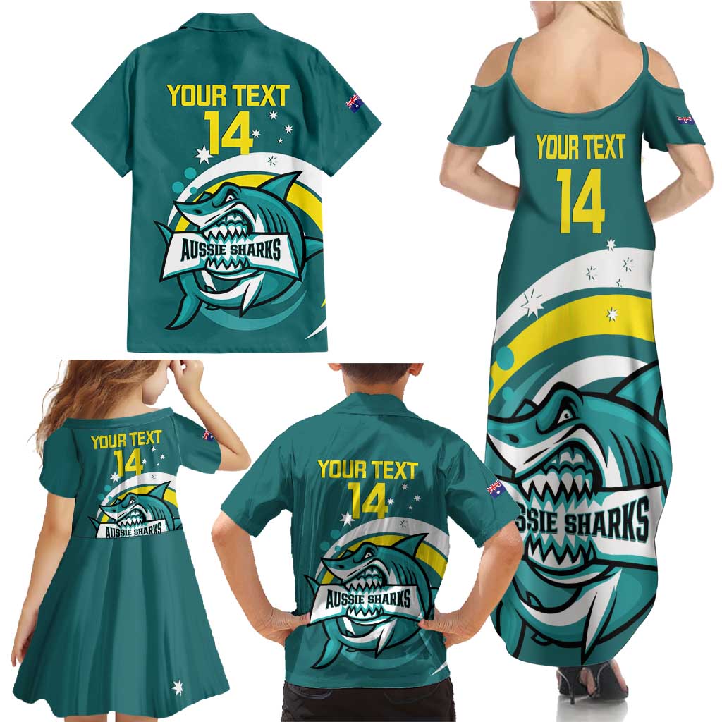Custom Australia Water Polo 2024 Family Matching Summer Maxi Dress and Hawaiian Shirt Aussie Shark Sporty Version