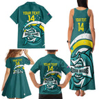 Custom Australia Water Polo 2024 Family Matching Tank Maxi Dress and Hawaiian Shirt Aussie Shark Sporty Version