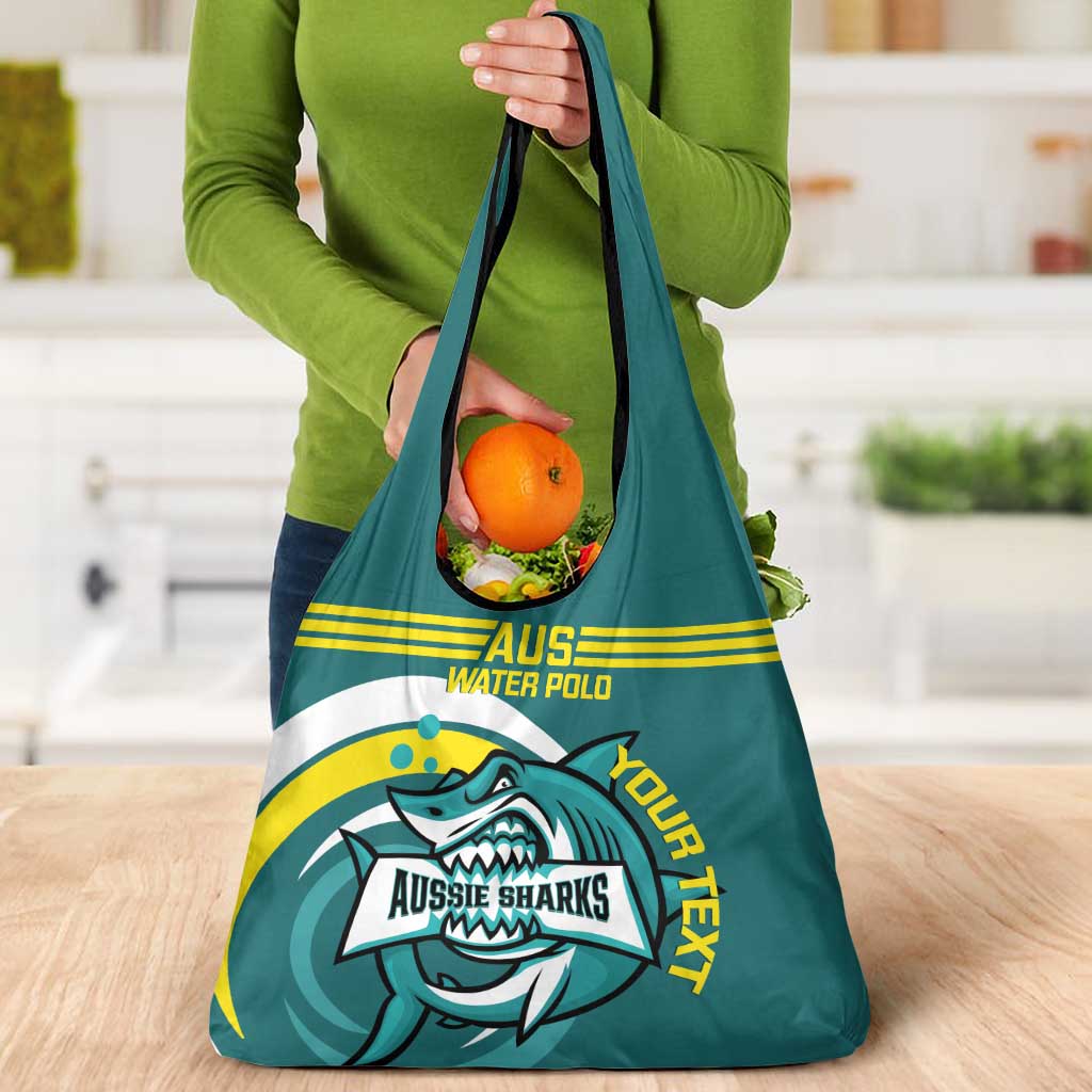 Custom Australia Water Polo 2024 Grocery Bag Aussie Shark Sporty Version