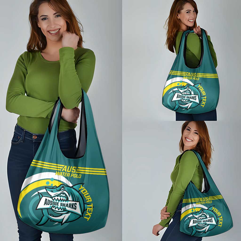 Custom Australia Water Polo 2024 Grocery Bag Aussie Shark Sporty Version