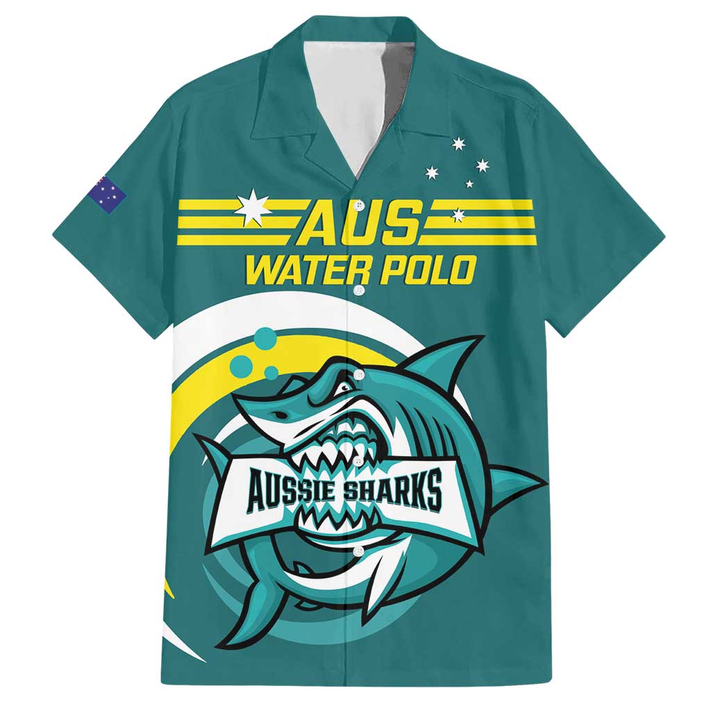 Custom Australia Water Polo 2024 Hawaiian Shirt Aussie Shark Sporty Version