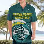 Custom Australia Water Polo 2024 Hawaiian Shirt Aussie Shark Sporty Version