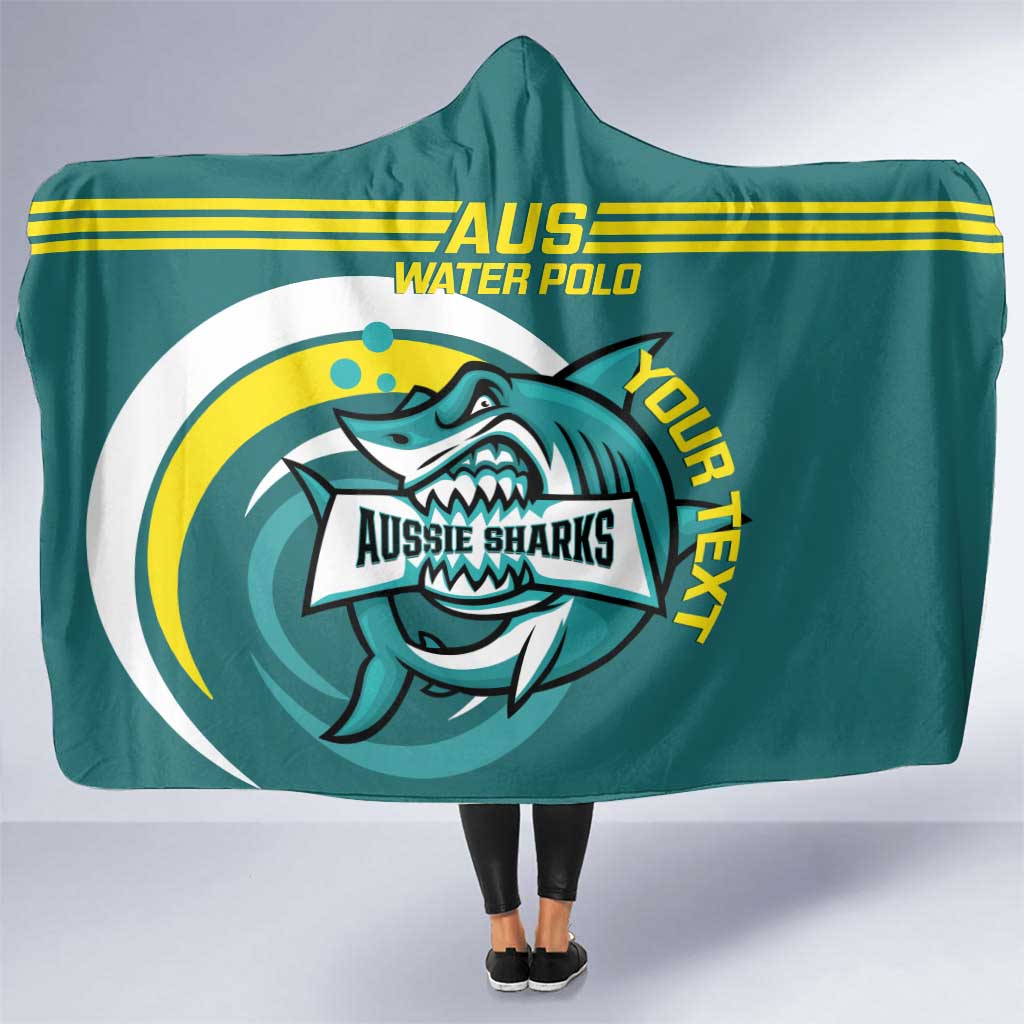 Custom Australia Water Polo 2024 Hooded Blanket Aussie Shark Sporty Version