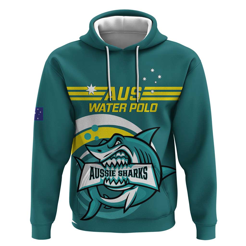 Custom Australia Water Polo 2024 Hoodie Aussie Shark Sporty Version
