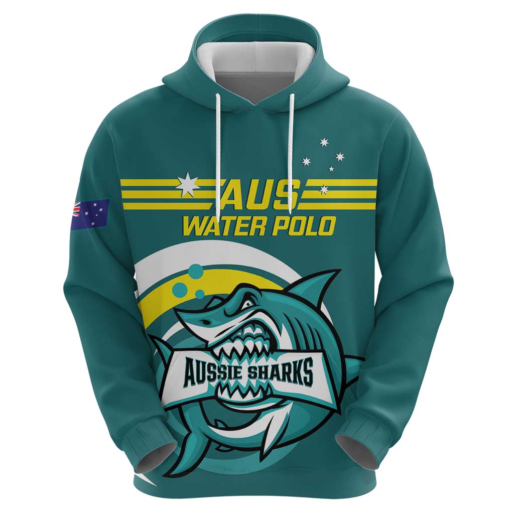 Custom Australia Water Polo 2024 Hoodie Aussie Shark Sporty Version
