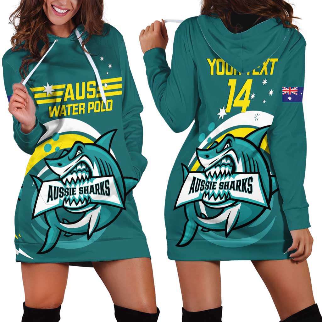 Custom Australia Water Polo 2024 Hoodie Dress Aussie Shark Sporty Version