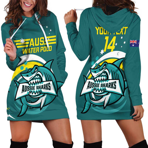 Custom Australia Water Polo 2024 Hoodie Dress Aussie Shark Sporty Version