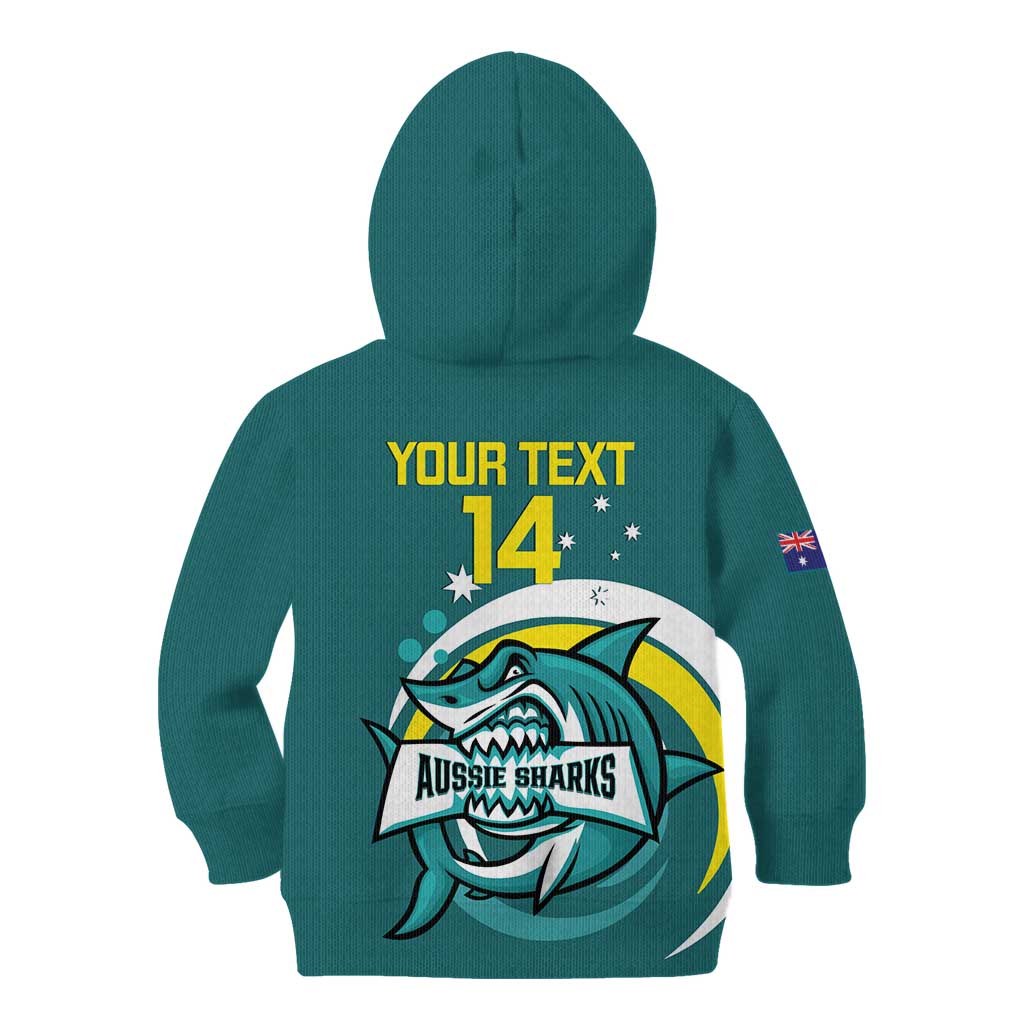 Custom Australia Water Polo 2024 Kid Hoodie Aussie Shark Sporty Version