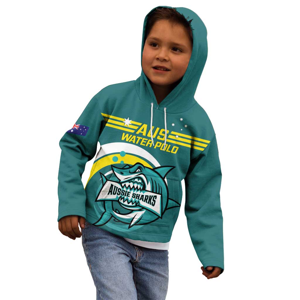 Custom Australia Water Polo 2024 Kid Hoodie Aussie Shark Sporty Version