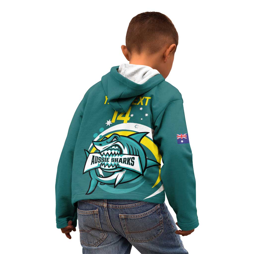 Custom Australia Water Polo 2024 Kid Hoodie Aussie Shark Sporty Version