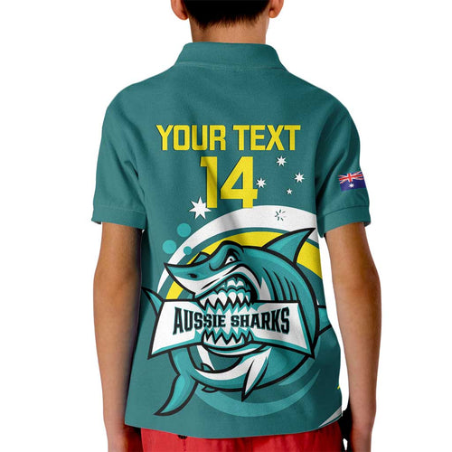 Custom Australia Water Polo 2024 Kid Polo Shirt Aussie Shark Sporty Version