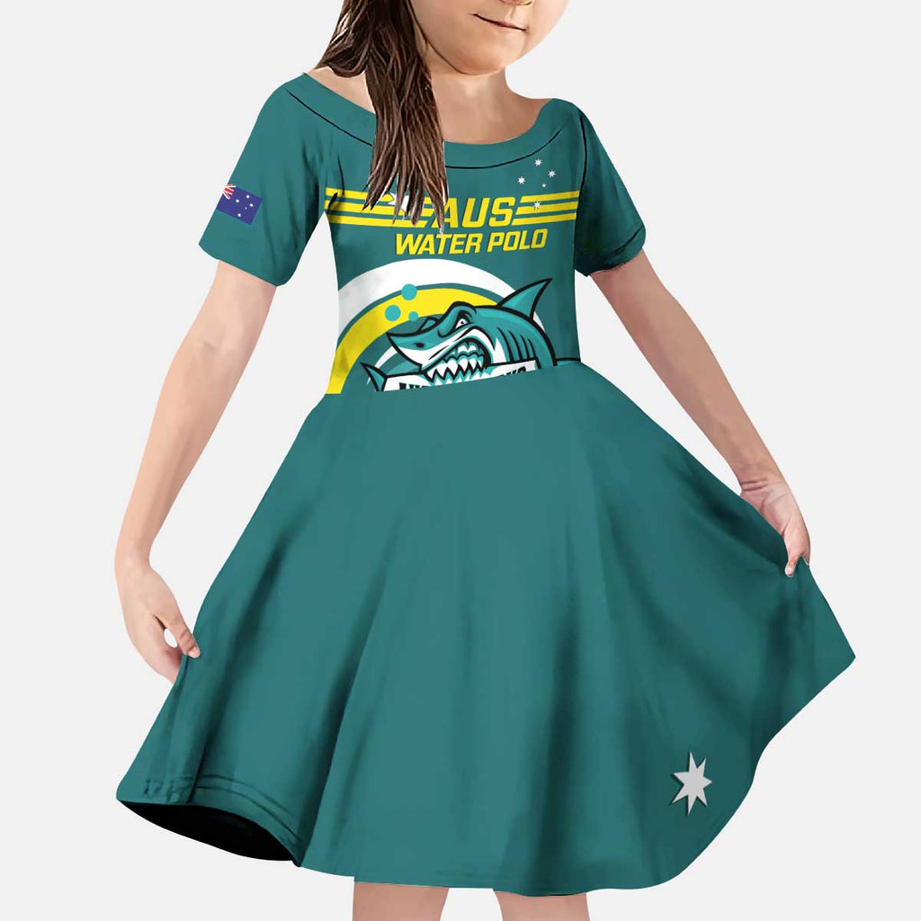 Custom Australia Water Polo 2024 Kid Short Sleeve Dress Aussie Shark Sporty Version