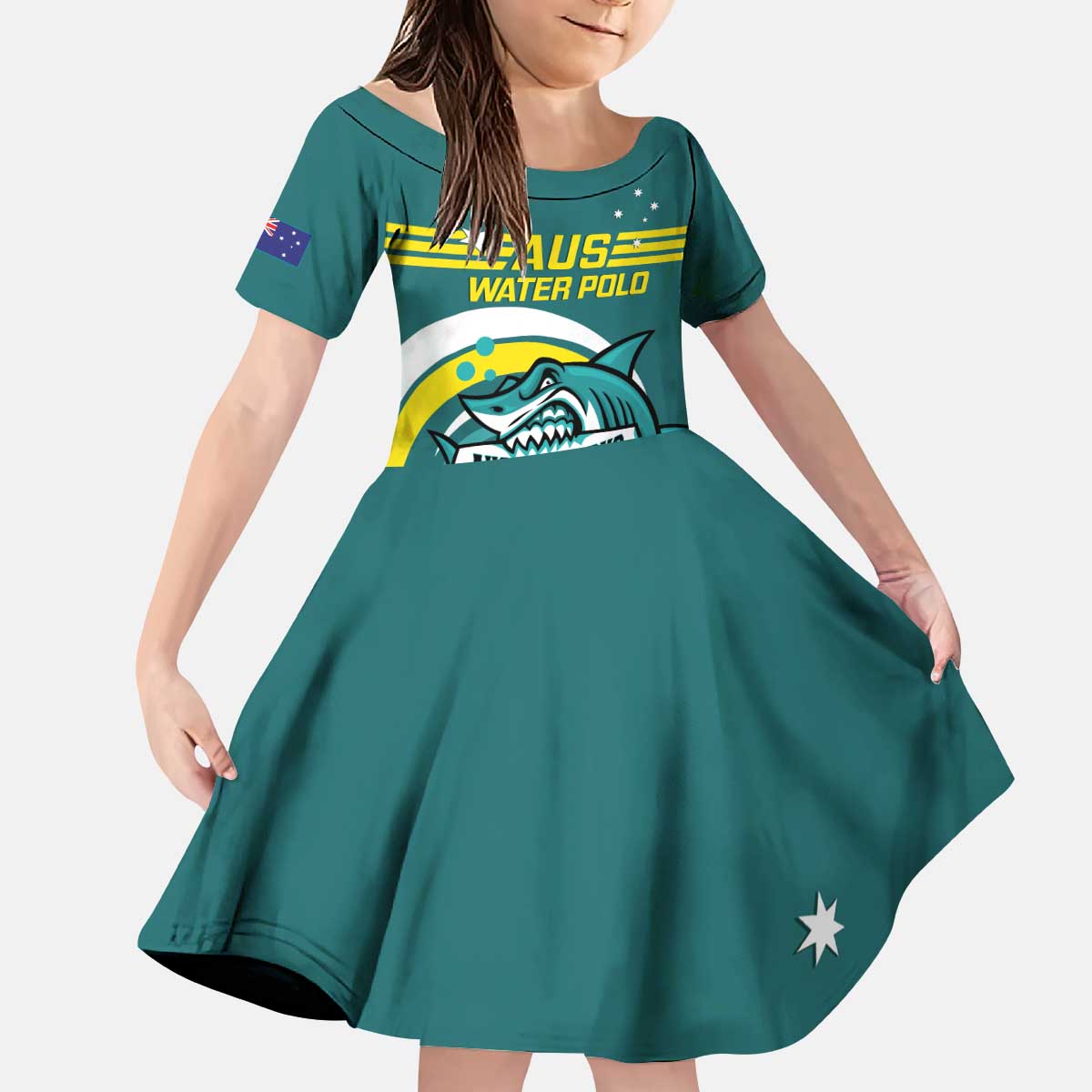 Custom Australia Water Polo 2024 Kid Short Sleeve Dress Aussie Shark Sporty Version