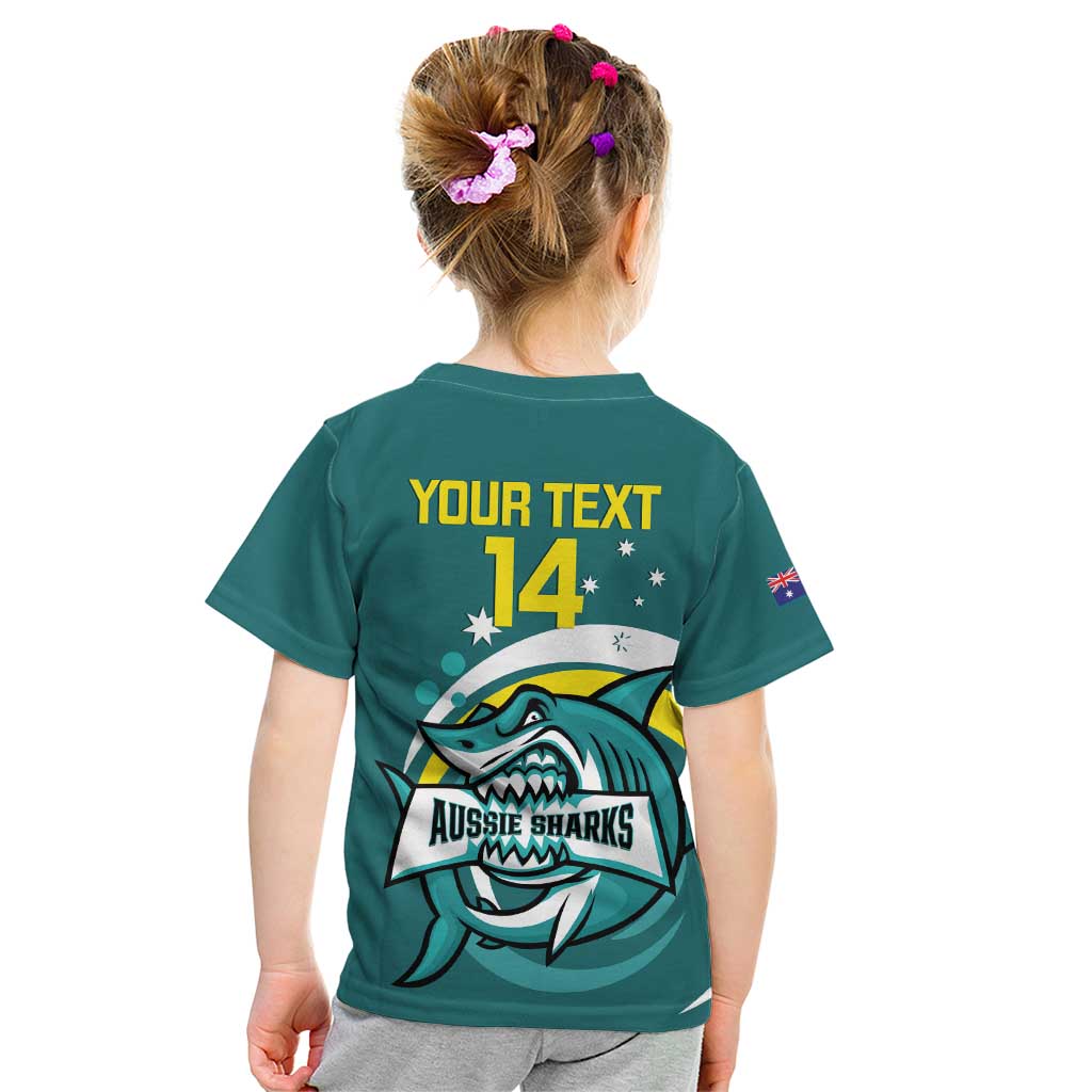 Custom Australia Water Polo 2024 Kid T Shirt Aussie Shark Sporty Version