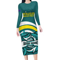 Custom Australia Water Polo 2024 Long Sleeve Bodycon Dress Aussie Shark Sporty Version
