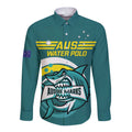 Custom Australia Water Polo 2024 Long Sleeve Button Shirt Aussie Shark Sporty Version