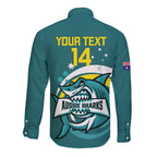 Custom Australia Water Polo 2024 Long Sleeve Button Shirt Aussie Shark Sporty Version