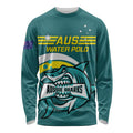 Custom Australia Water Polo 2024 Long Sleeve Shirt Aussie Shark Sporty Version